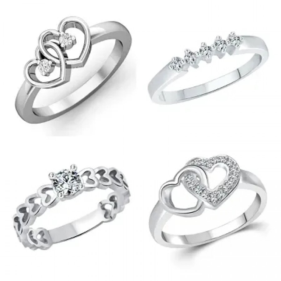 Trendy Alloy Combo Ring Set for Women - Pack of 4 Rings