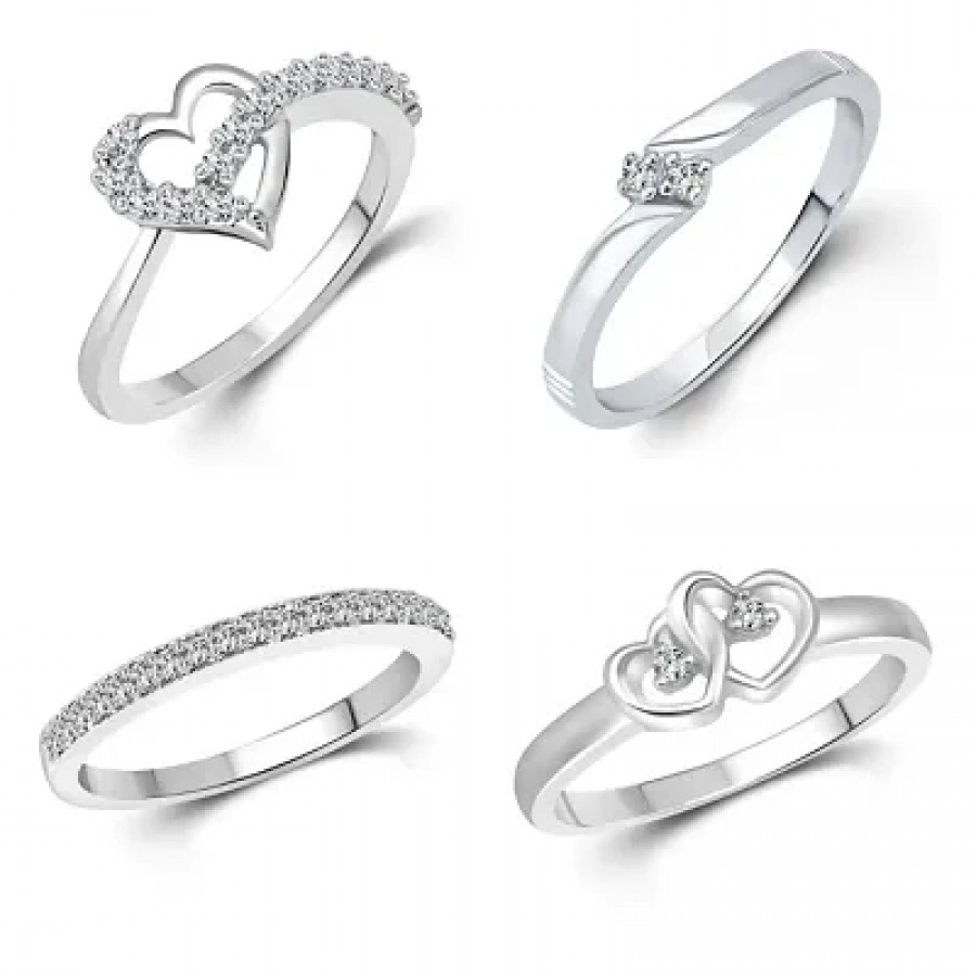 Trendy Alloy Combo Ring Set for Women - Pack of 4 Rings