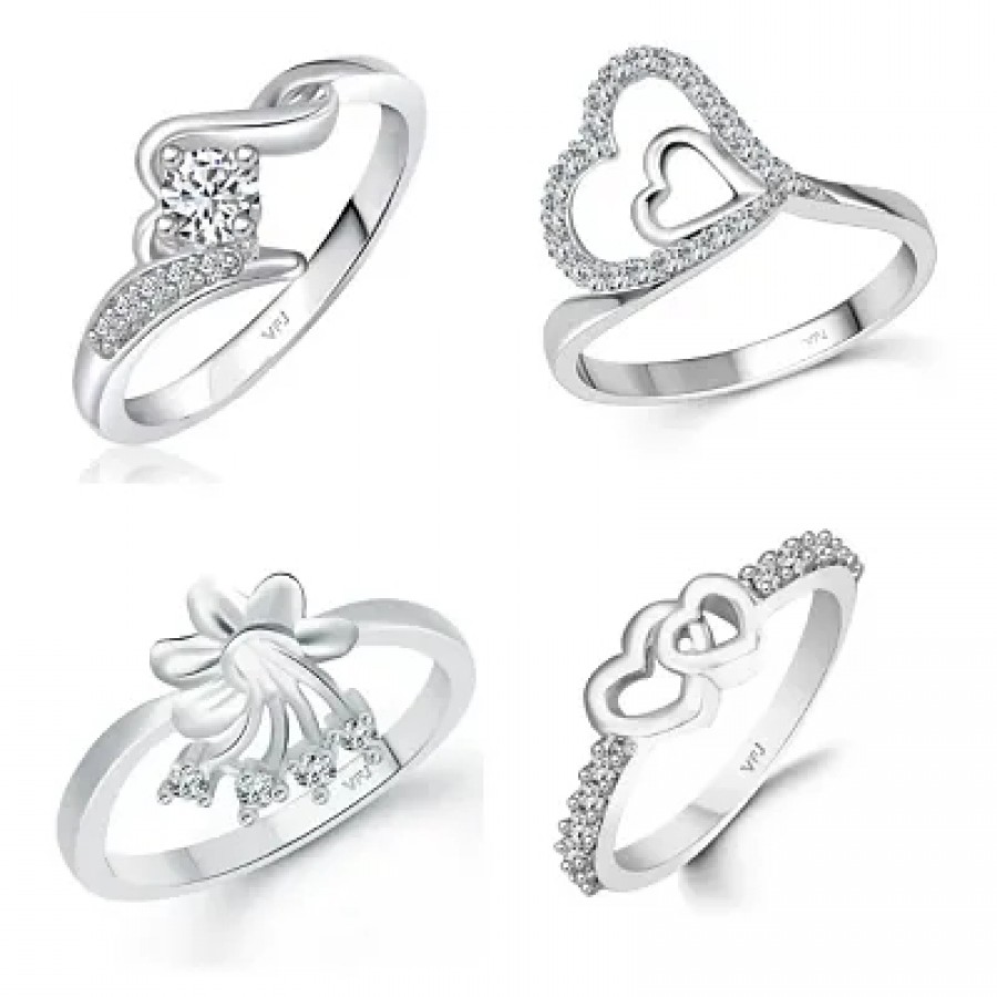 Trendy Alloy Combo Ring Set for Women - Pack of 4 Rings