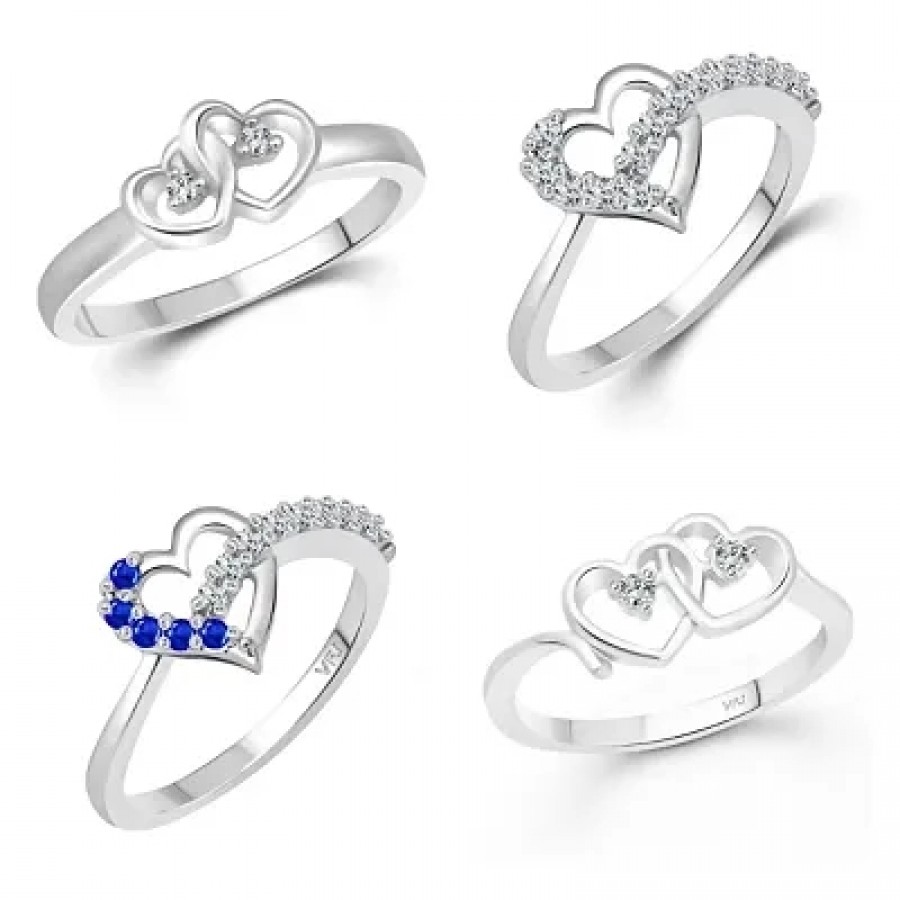 Trendy Alloy Combo Ring Set for Women - Pack of 4 Rings