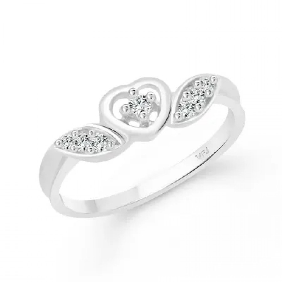 Trendy Alloy Heart CZ Rhodium Plated Alloy Finger Ring for Women