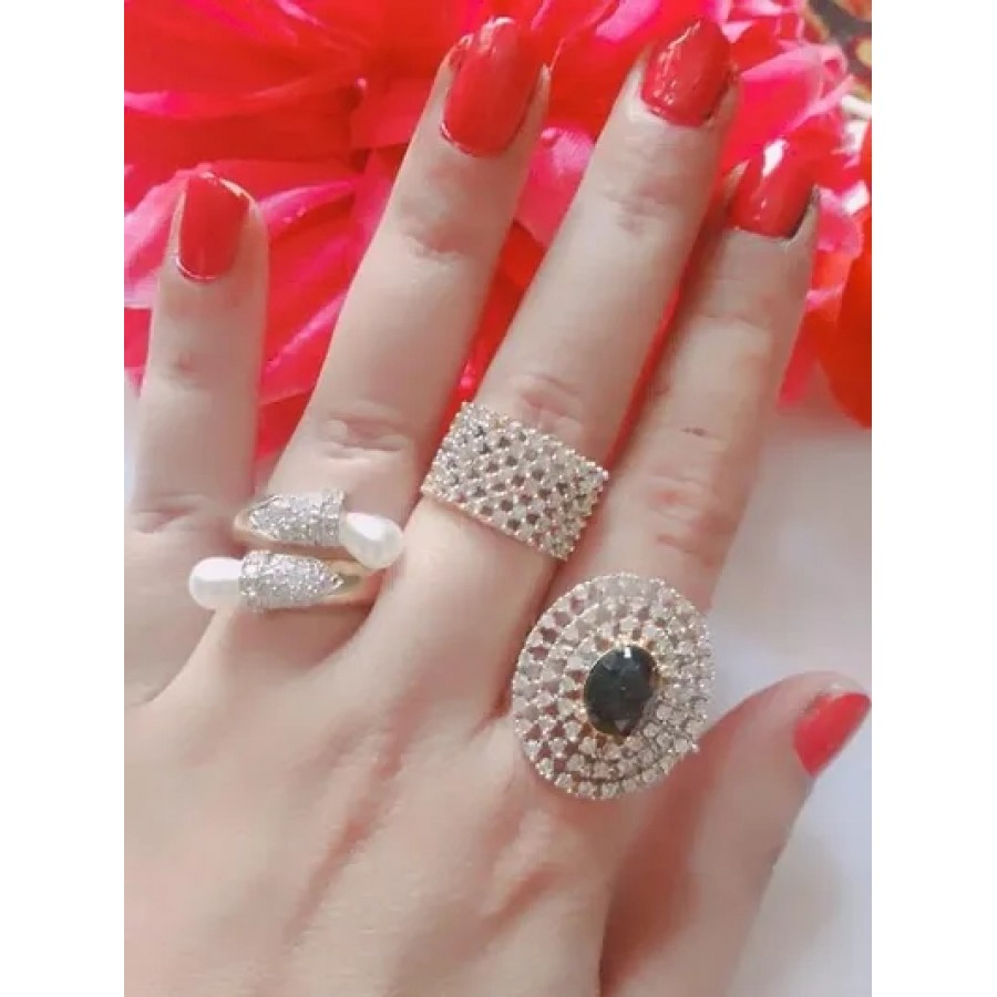 Trendy American Diamond Women's Finger Ring combo set