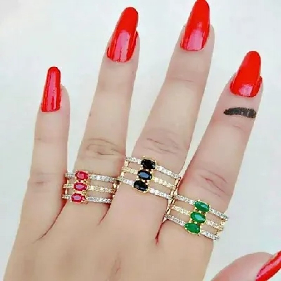 Trendy American Diamond Women's Finger Ring combo set