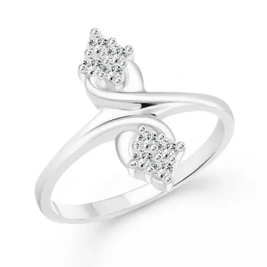 Trendy CZ Rhodium Plated Alloy Finger Ring for Women