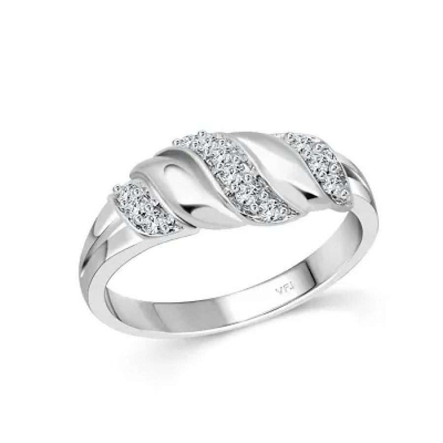 Twisted Shine CZ Rhodium Plated Alloy Ring for Women and Girls