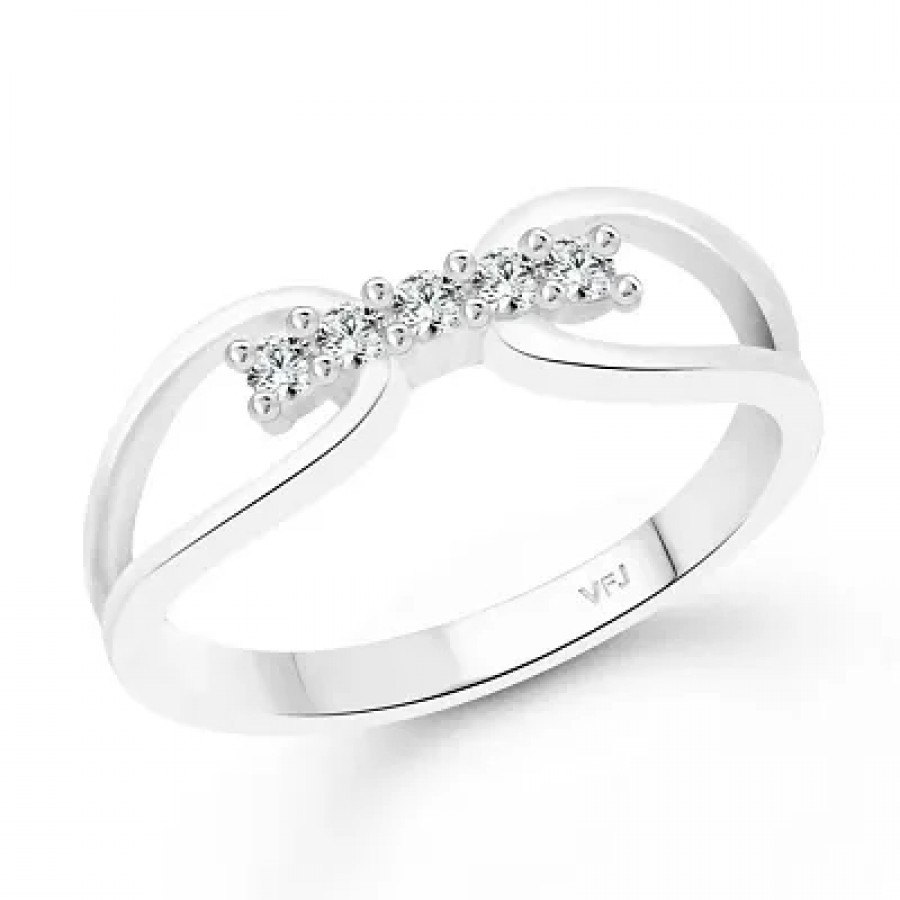 Unity CZ Rhodium Plated Alloy Finger Ring for Women