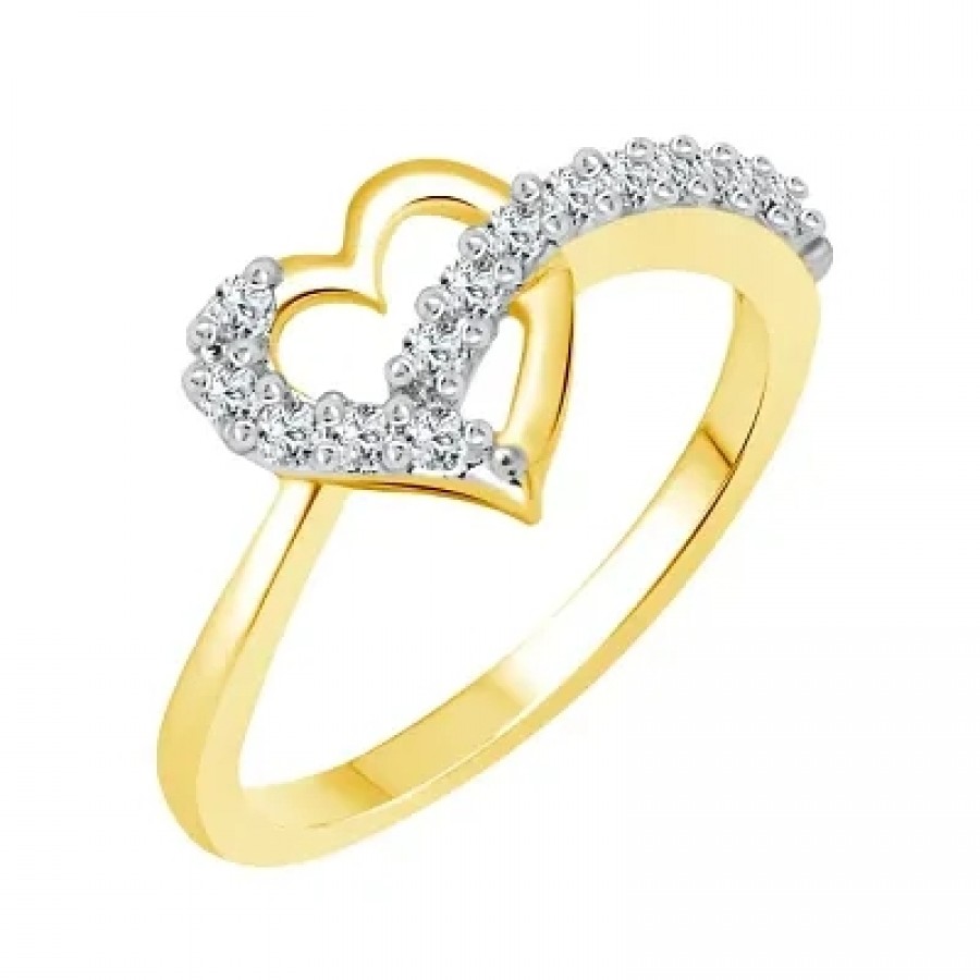 Valentines (CZ) Gold and Rhodium Plated alloy Ring for Women and Girls - [VFJ1076FRG]