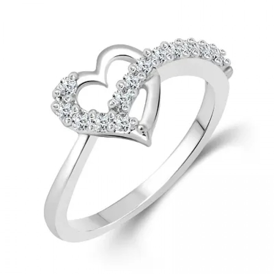 Valentines (CZ) Rhodium Plated alloy Ring for Women and Girls - [VFJ1076FRR]