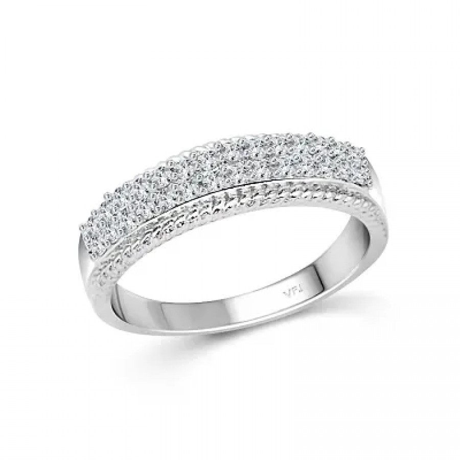 Wedding Band CZ Rhodium Plated Alloy Ring for Women and Girls