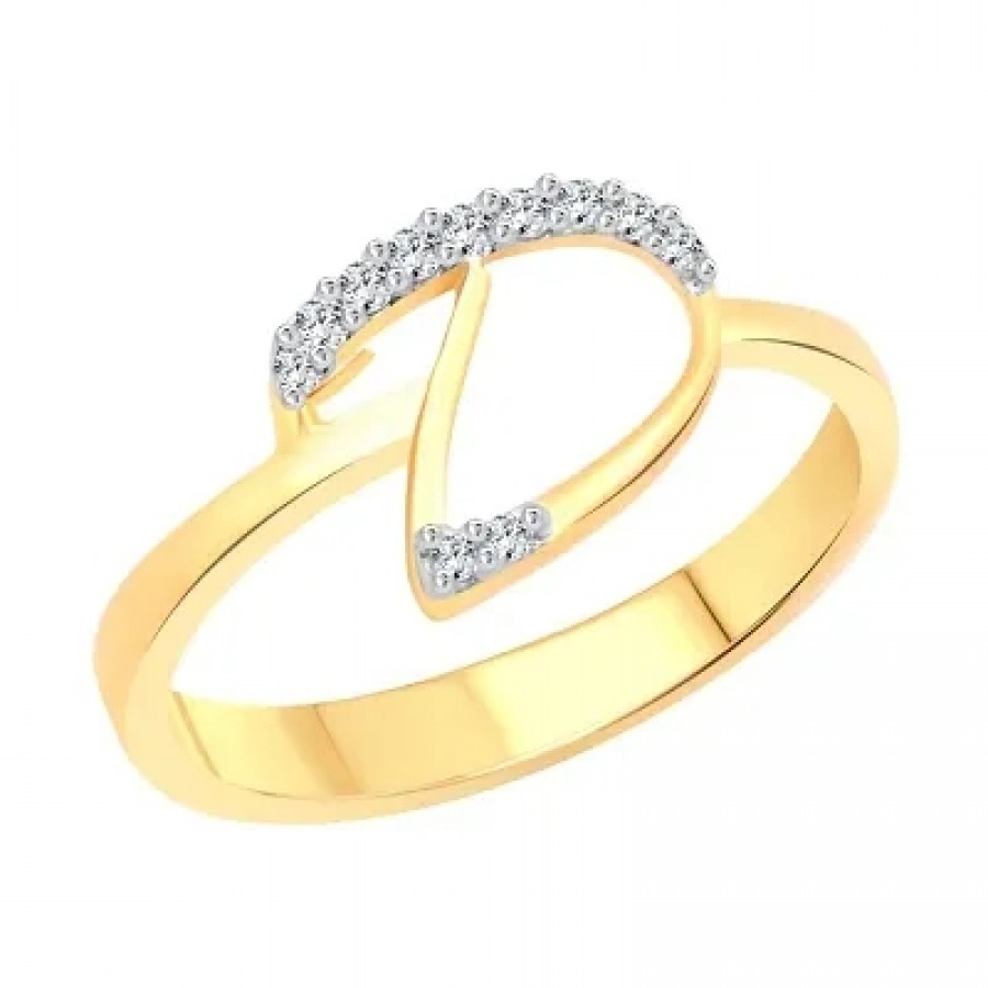 initial ''D'' Letter (CZ) Gold and Rhodium Plated Alloy Ring for Women and Girls