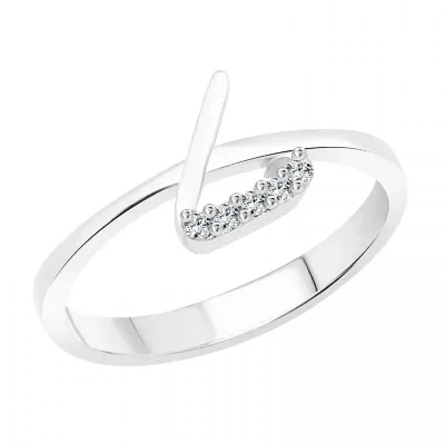 initial ''L'' Alphabet (CZ) Silver and Rhodium Plated Alloy Ring for Women and Girls