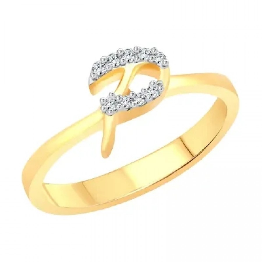 initial ''P'' Letter (CZ) Gold and Rhodium Plated Alloy Ring for Women and Girls