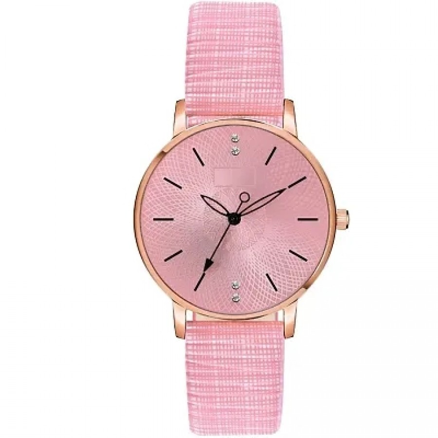 LORETTA LT-314 Pink Leather Strap Round Dial Women Watch For Girls