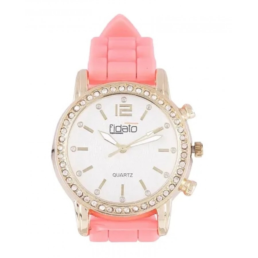 Pink Silicone Analog Watch