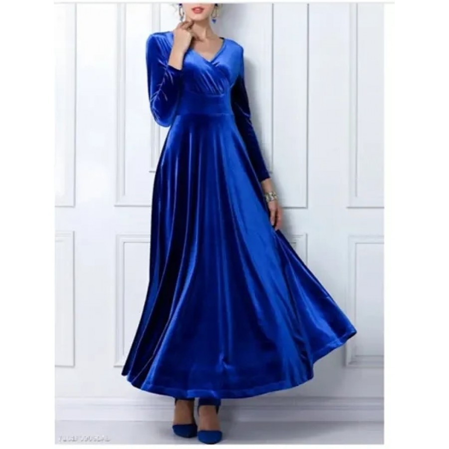 Beautiful Blue Velvet Maxi Dresses For Women