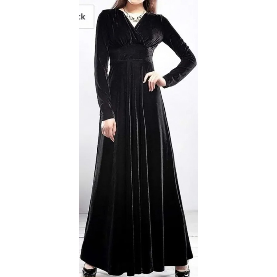 Black - Long Velvet Dress