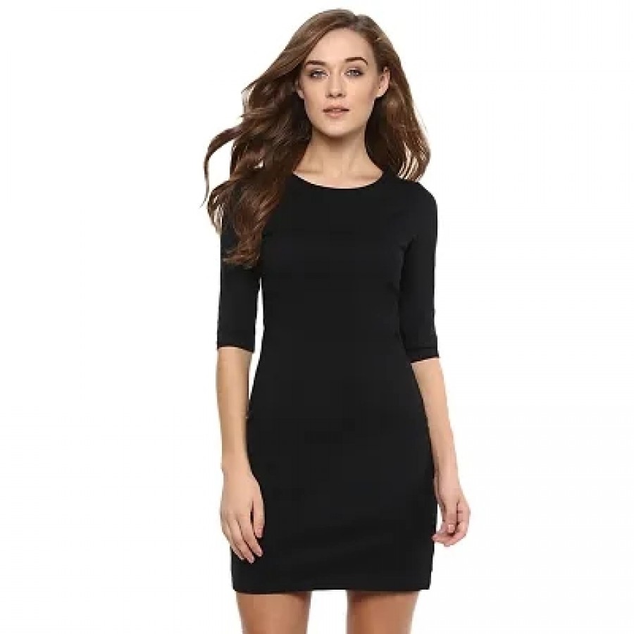 Black Solid Cut-Out Mini Dress