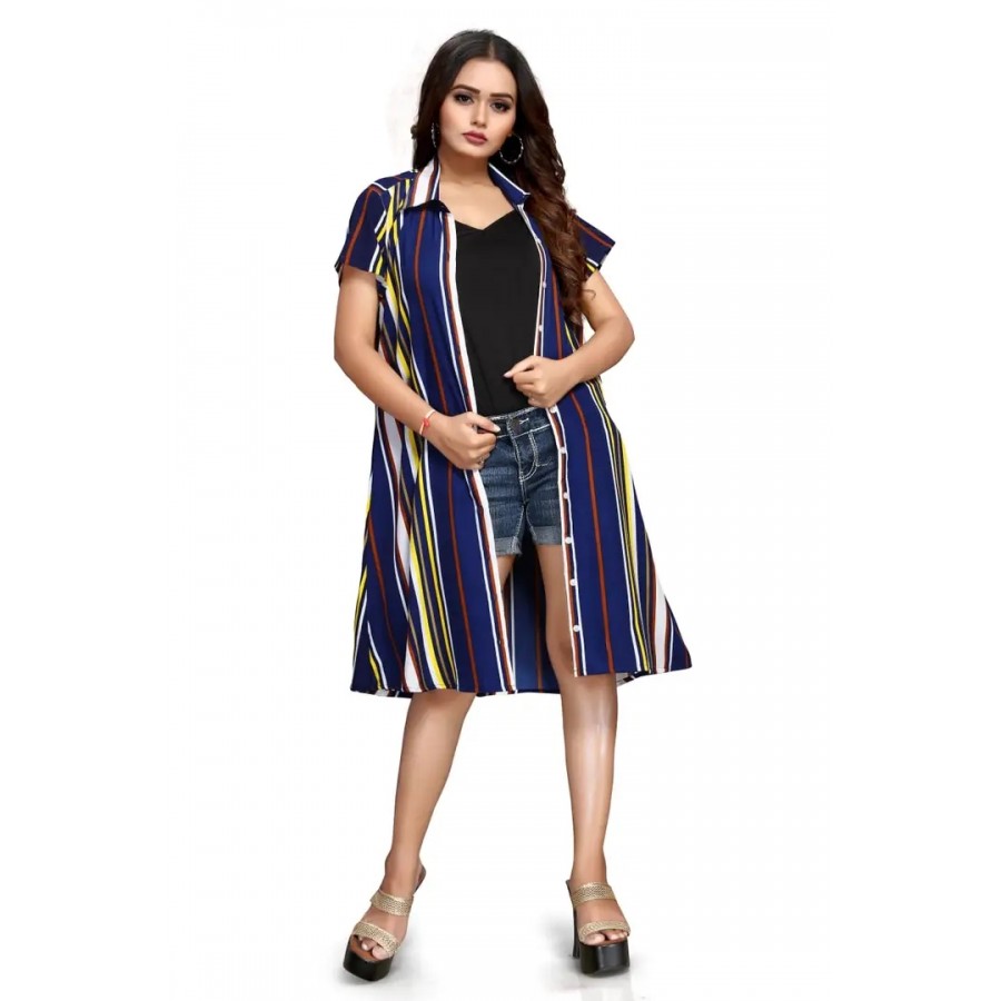 Fabulous Crepe Striped Knee Length Dress For Women