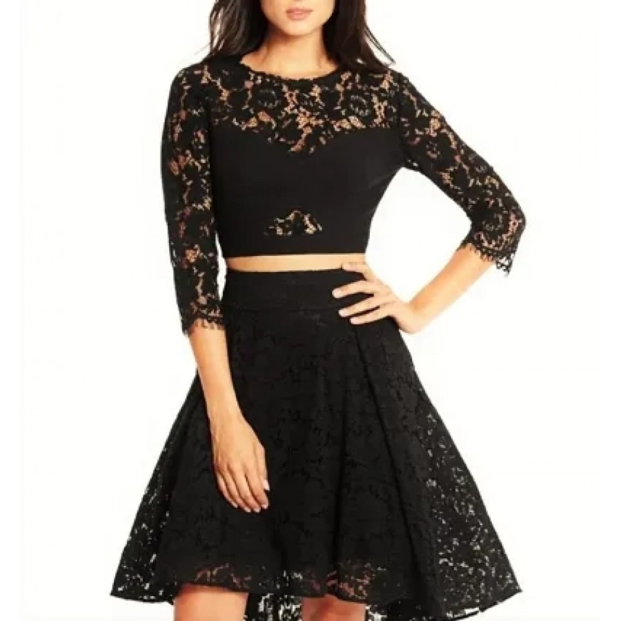 Fancy black net skirt and top combo