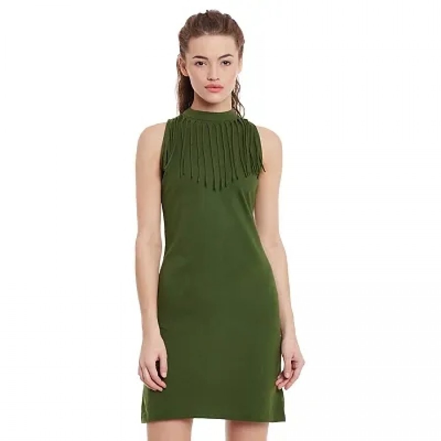 Green Solid Bodycon Mini Dress