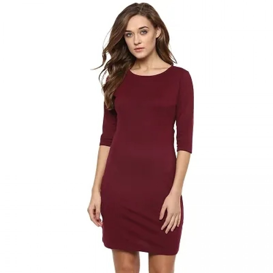 Maroon Solid Cut-Out Mini Dress