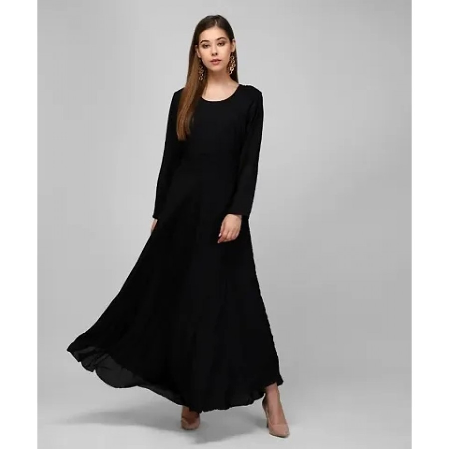 RBT- BLACK CRAZY FULL SLEEVE LONG DRESS