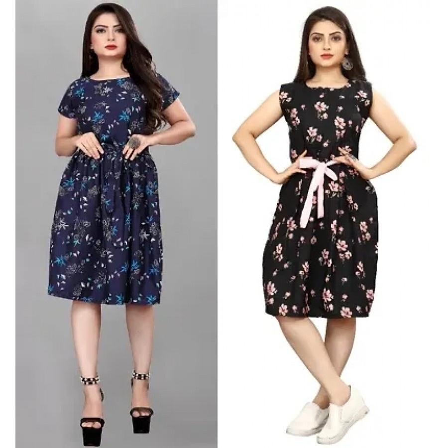 Stylish Crepe Printed Dress For Women ( Pack Of 2 )