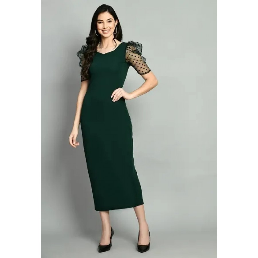 Stylish Fancy Cotton Blend Half Puff Sleeve Dresses For Women