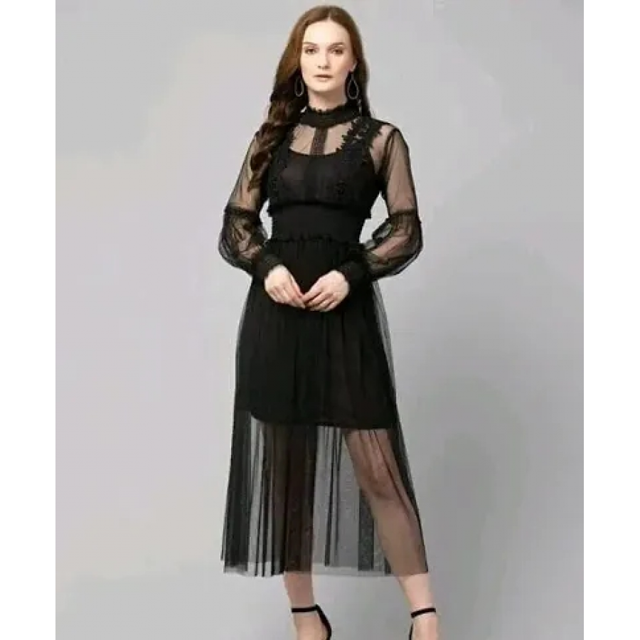 Trending Net Black Dress For Women