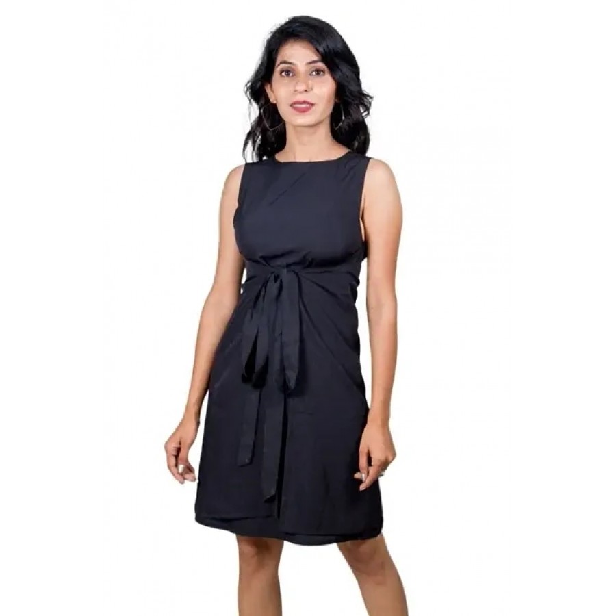 Trendy Crepe Wrap Around Dress for Women