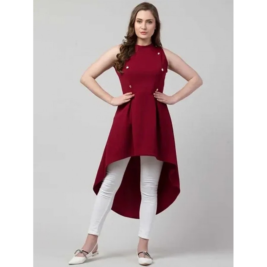 Women High Low Maroon Dress