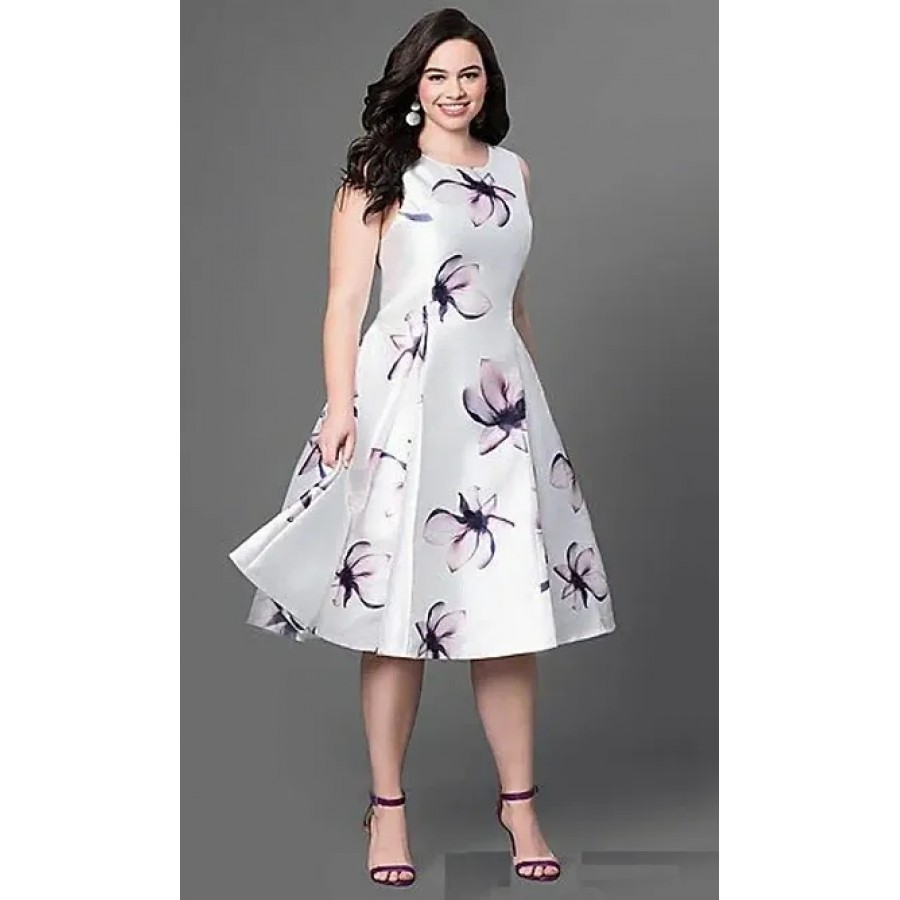 Women Satin Printed A-Line Dress