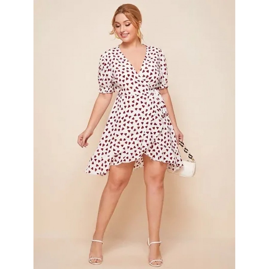 Women's Crepe Casual Heart Print Dress