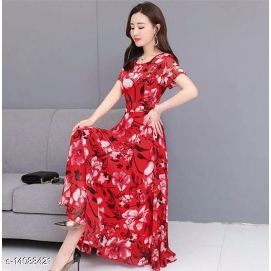 Womens RWD-01029 Red Flower Print Dress