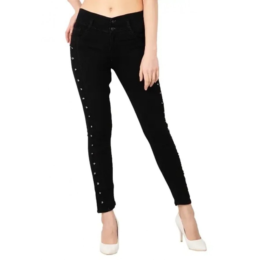 Black Flower Women Jeans