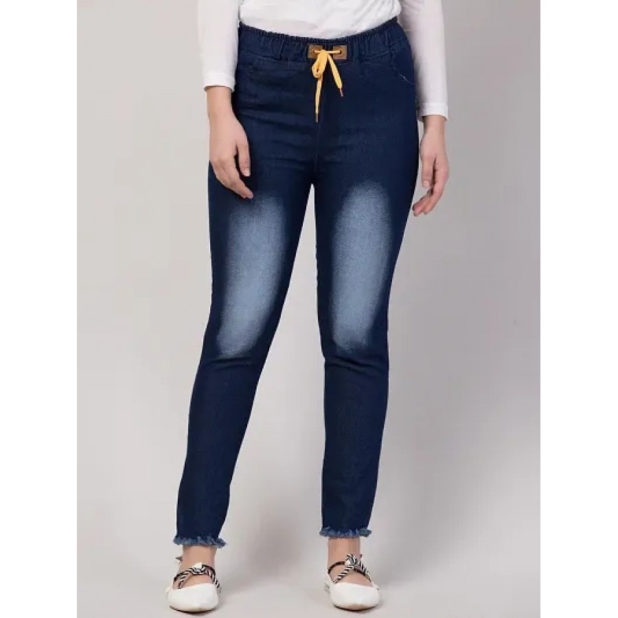 Blue Denim Faded Jeans   Jeggings For Women