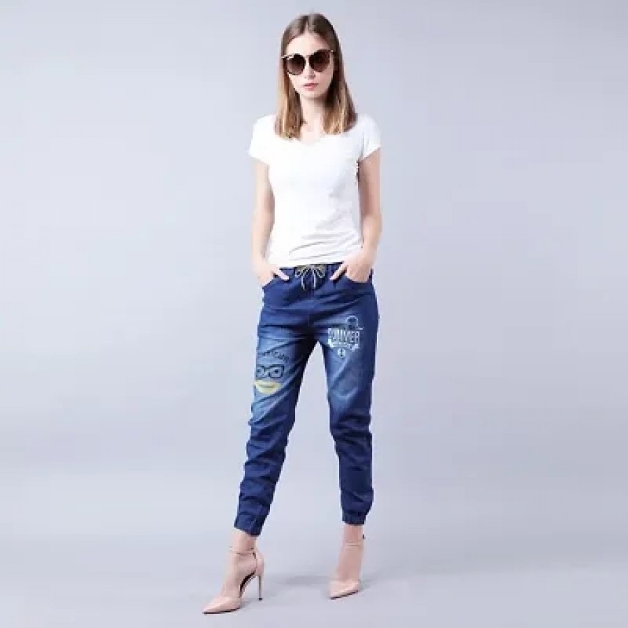 Blue Denim Printed Jeans