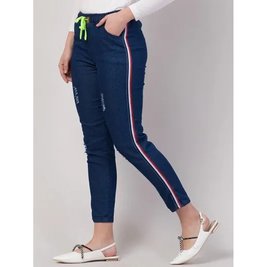 Blue Denim Solid Jeans   Jeggings For Women