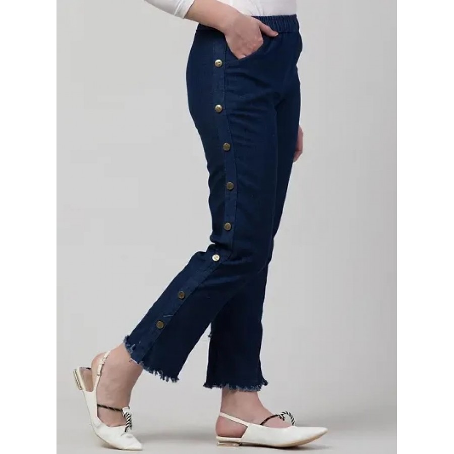 Blue Denim Solid Jeans   Jeggings For Women