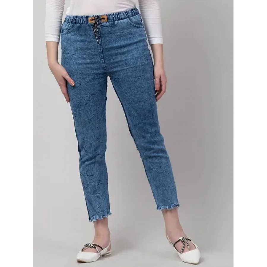 Blue Denim Solid Jeans   Jeggings For Women