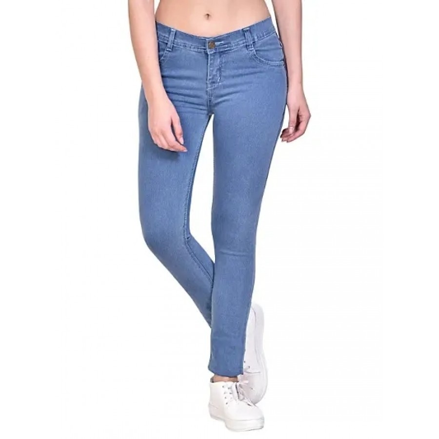 Blue(BATA)Women Skinny Fited fit Mid Rice Perfect zip closer clean look solid jeans