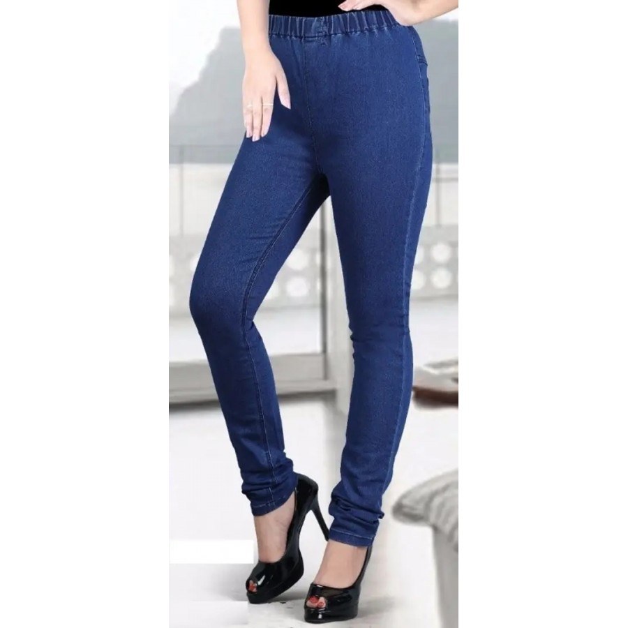 Blue Denim Solid Jeans   Jeggings For Women