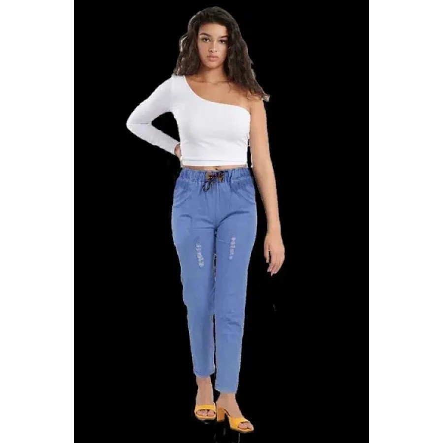 Classic Denim Lycra Solid Jeans for Women