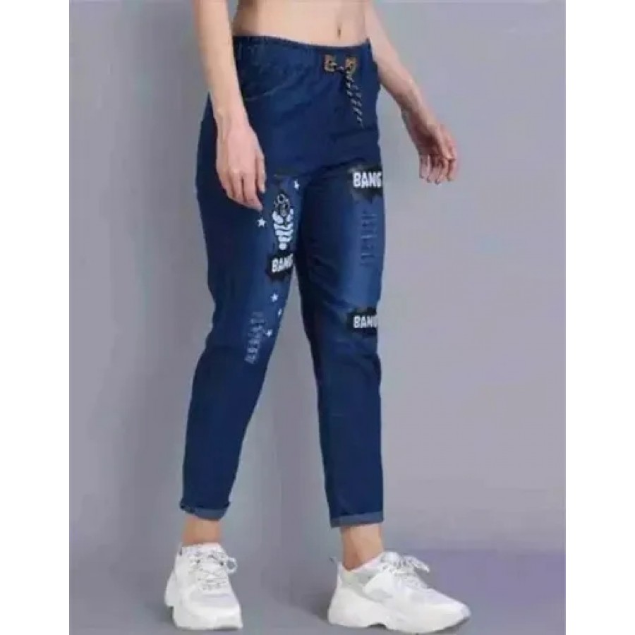 Denim Jogger For Women. This Beautiful Jogger Bears A Sophisticated Look And It Enhance Regular collar, Denim Fabric. Add This Jogger To Your Wardrobe PACK OF 1