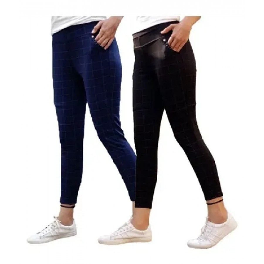 Multicoloured Cotton Spandex Solid Jeans   Jeggings For Women