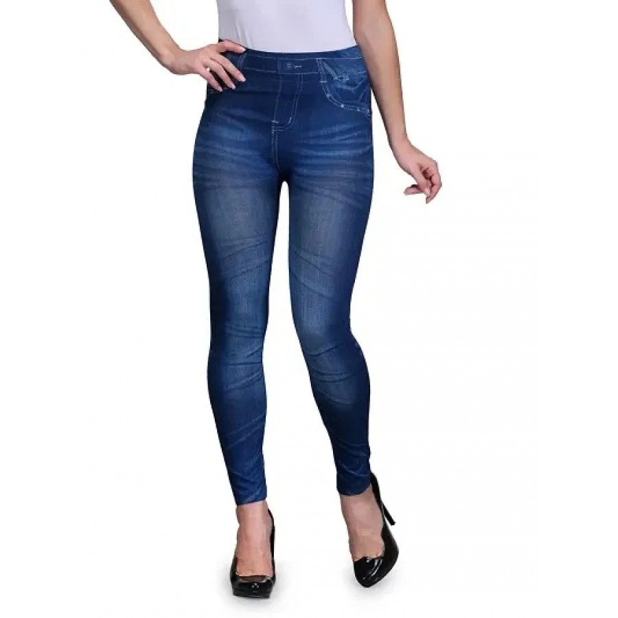 Stylish Blue Denim Self Design Jeans For Women