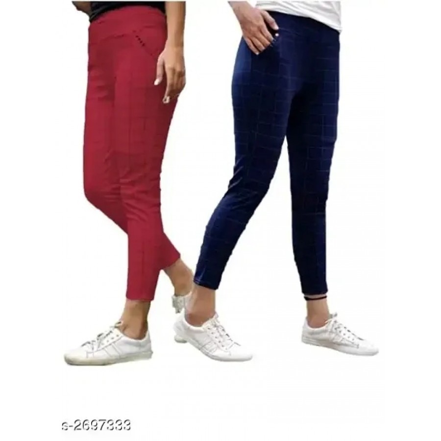 Stylish Multicoloured Cotton Jeggings For Women