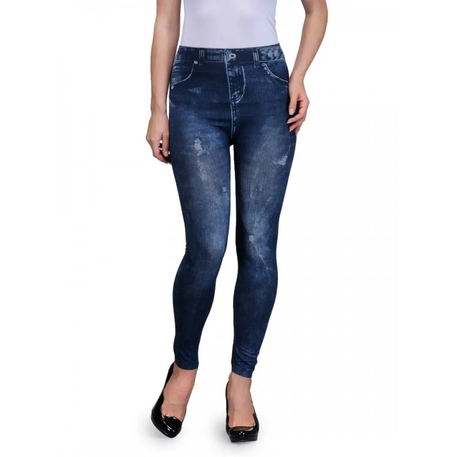 Stylish Blue Denim Self Design Jeans For Women