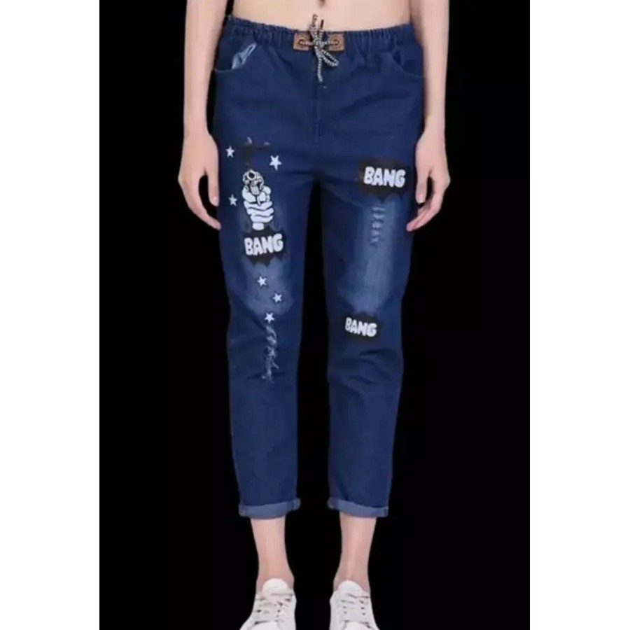 Stylish Blue Denim Solid Jeans For Women