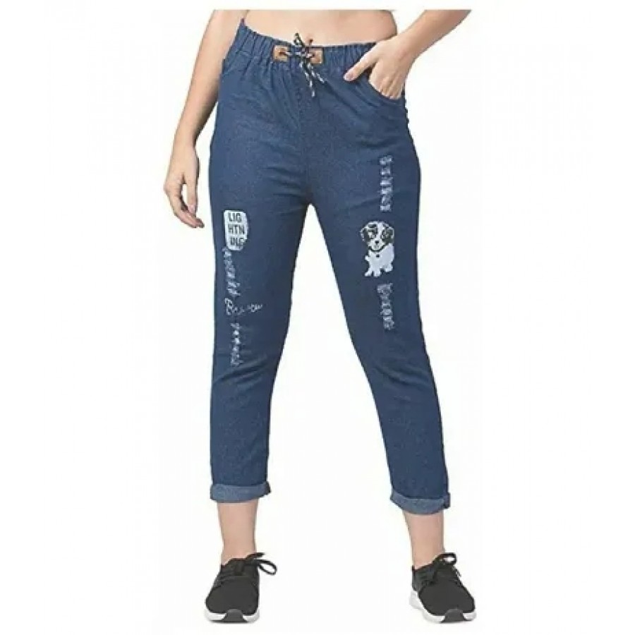 Trendy Denim Printed Jegging For Women